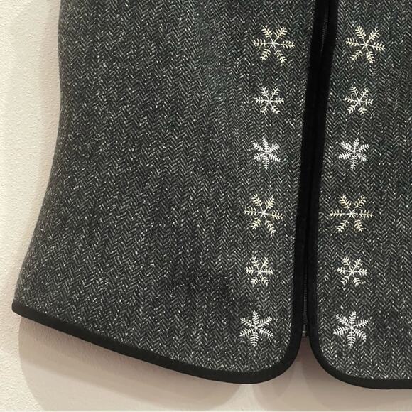 Talbots Full-Zip Vest Herringbone Wool Silk Blend Lined Snowflake - Large - Picture 3 of 11